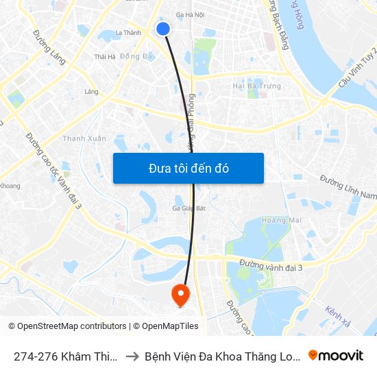 274-276 Khâm Thiên to Bệnh Viện Đa Khoa Thăng Long map