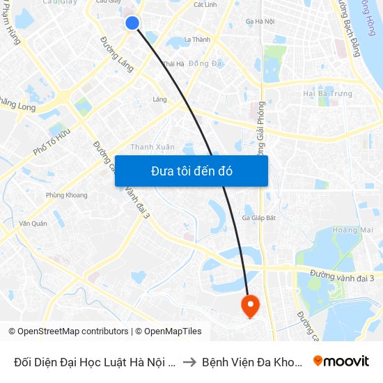 Đối Diện Đại Học Luật Hà Nội - Nguyễn Chí Thanh to Bệnh Viện Đa Khoa Thăng Long map