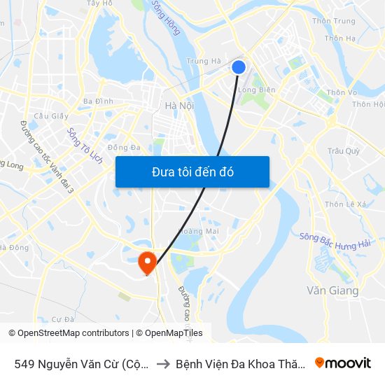 549 Nguyễn Văn Cừ (Cột Trước) to Bệnh Viện Đa Khoa Thăng Long map