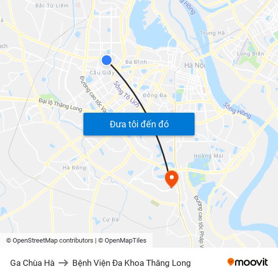 Ga Chùa Hà to Bệnh Viện Đa Khoa Thăng Long map