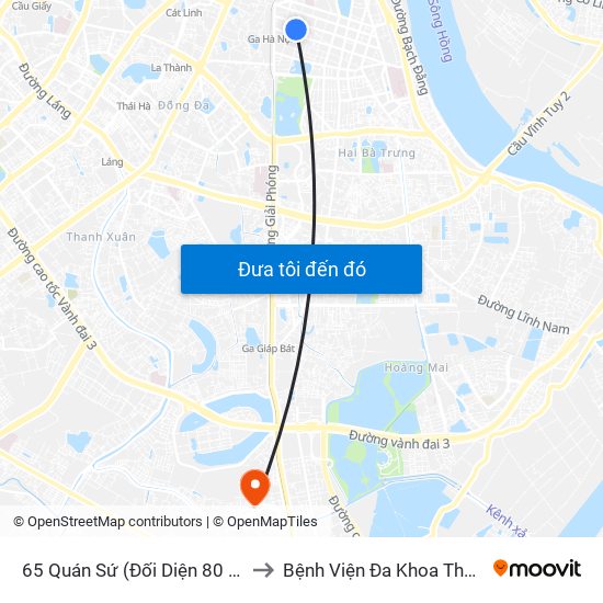 65 Quán Sứ (Đối Diện 80 Quán Sứ) to Bệnh Viện Đa Khoa Thăng Long map