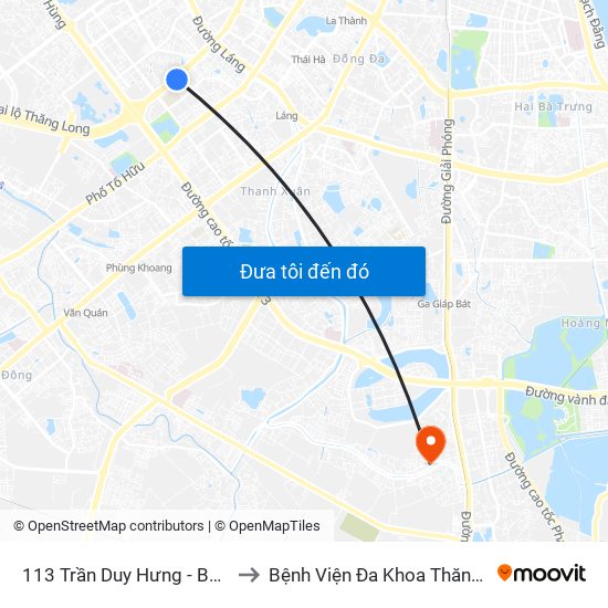 113 Trần Duy Hưng - Bộ Khcn to Bệnh Viện Đa Khoa Thăng Long map