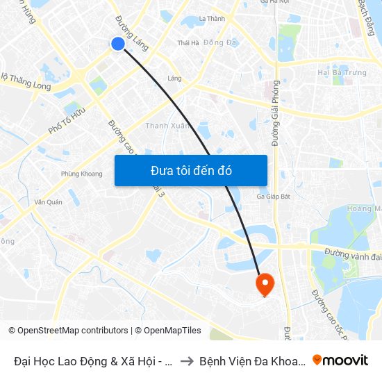 Đại Học Lao Động & Xã Hội - 43 Trần Duy Hưng to Bệnh Viện Đa Khoa Thăng Long map