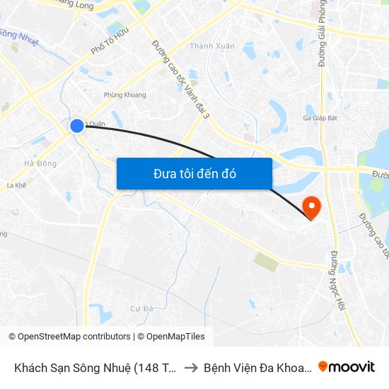 Khách Sạn Sông Nhuệ (148 Trần Phú- Hà Đông) to Bệnh Viện Đa Khoa Thăng Long map