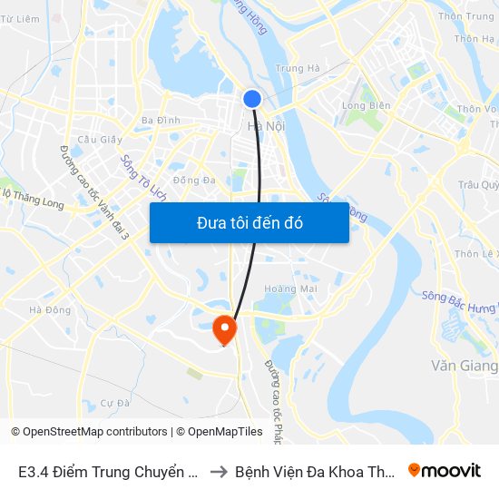 E3.4 Điểm Trung Chuyển Long Biên to Bệnh Viện Đa Khoa Thăng Long map