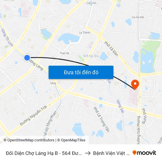 Đối Diện Chợ Láng Hạ B - 564 Đường Láng to Bệnh Viện Việt Pháp map