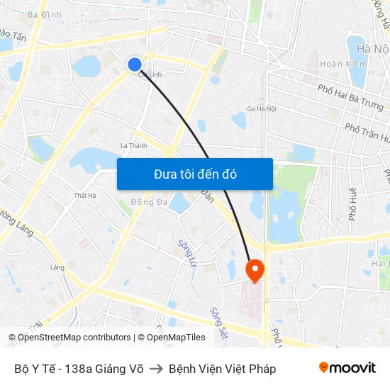 Bộ Y Tế - 138a Giảng Võ to Bệnh Viện Việt Pháp map