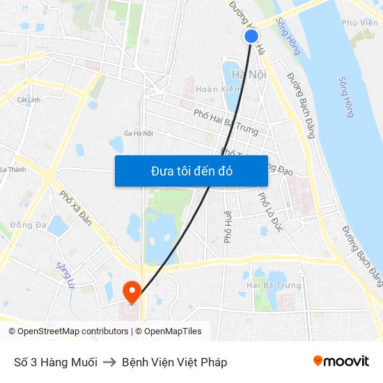 Số 3 Hàng Muối to Bệnh Viện Việt Pháp map