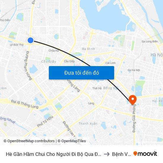 Hè Gần Hầm Chui Cho Người Đi Bộ Qua Đường Khu Vực Cầu Mai Dịch (Trước Cổng Trường Đhnn 70m) to Bệnh Viện Việt Pháp map