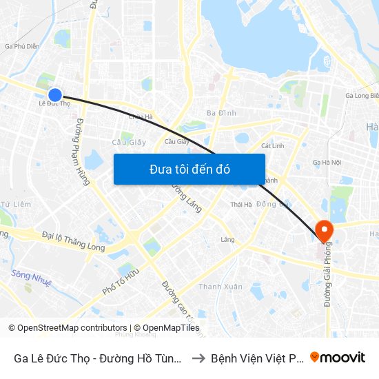 Ga Lê Đức Thọ - Đường Hồ Tùng Mậu to Bệnh Viện Việt Pháp map