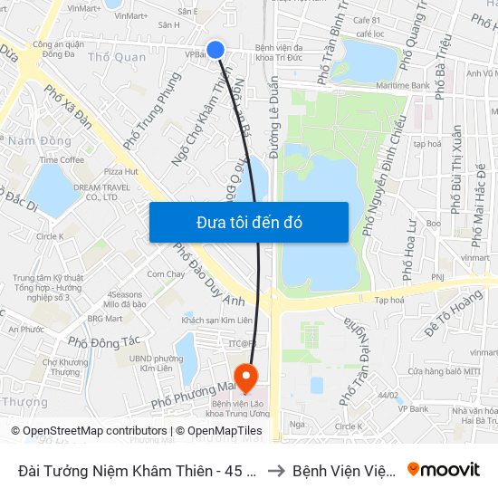 Đài Tưởng Niệm Khâm Thiên - 45 Khâm Thiên to Bệnh Viện Việt Pháp map