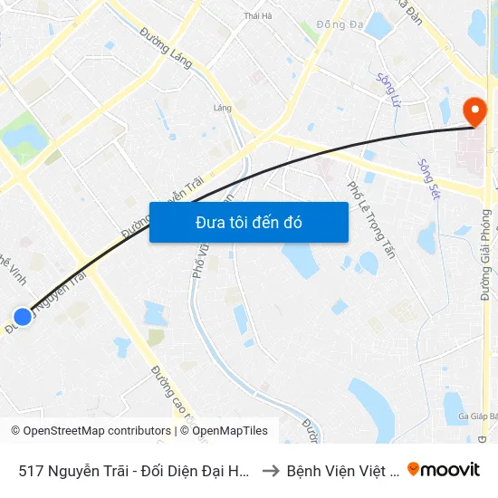 517 Nguyễn Trãi - Đối Diện Đại Học Hà Nội to Bệnh Viện Việt Pháp map