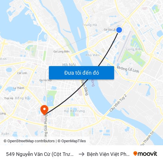 549 Nguyễn Văn Cừ (Cột Trước) to Bệnh Viện Việt Pháp map