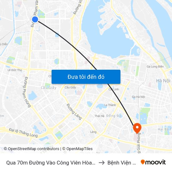 Qua 70m Đường Vào Công Viên Hòa Bình - Phạm Văn Đồng to Bệnh Viện Việt Pháp map