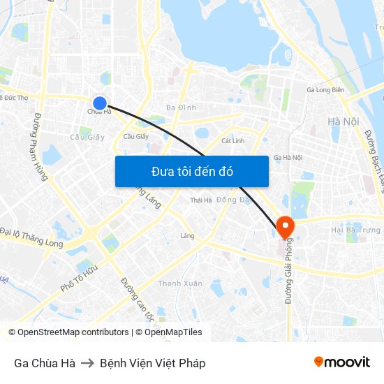 Ga Chùa Hà to Bệnh Viện Việt Pháp map