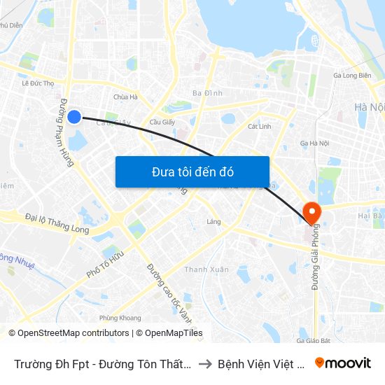 Trường Đh Fpt - Đường Tôn Thất Thuyết to Bệnh Viện Việt Pháp map