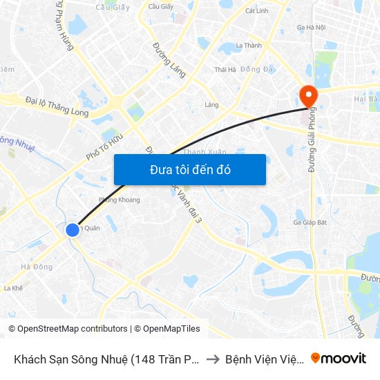 Khách Sạn Sông Nhuệ (148 Trần Phú- Hà Đông) to Bệnh Viện Việt Pháp map
