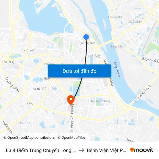 E3.4 Điểm Trung Chuyển Long Biên to Bệnh Viện Việt Pháp map