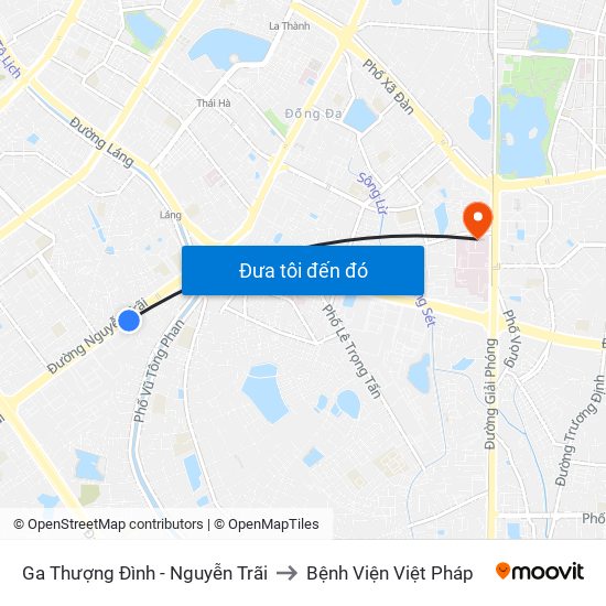 Ga Thượng Đình - Nguyễn Trãi to Bệnh Viện Việt Pháp map