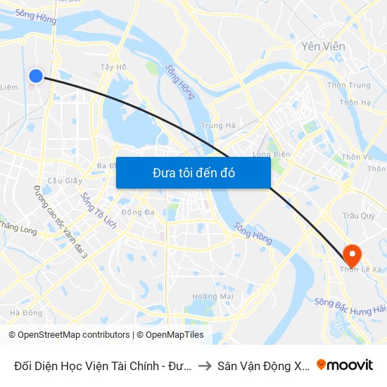 Đối Diện Học Viện Tài Chính - Đường Đức Thắng to Sân Vận Động Xã Đa Tốn map