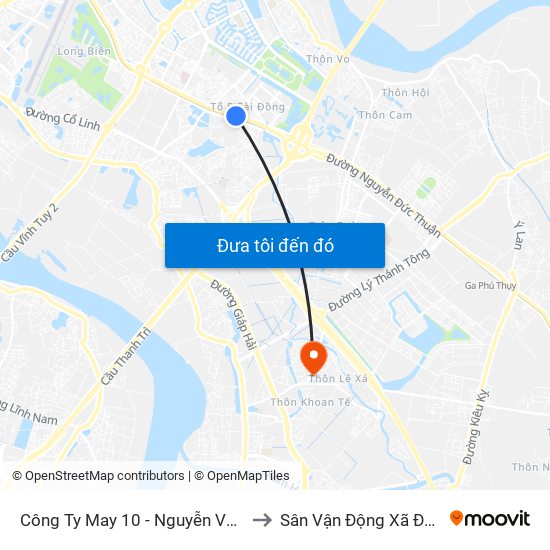 Công Ty May 10 - Nguyễn Văn Linh to Sân Vận Động Xã Đa Tốn map