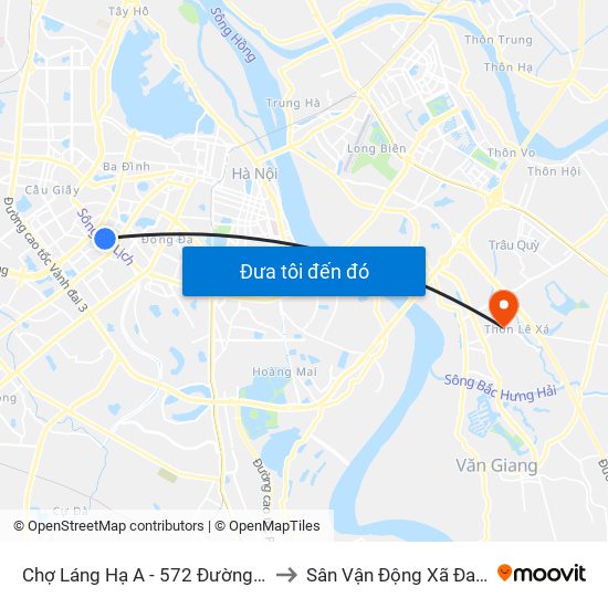 Chợ Láng Hạ A - 572 Đường Láng to Sân Vận Động Xã Đa Tốn map