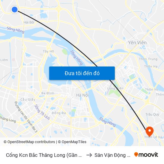 Cổng Kcn Bắc Thăng Long (Gần Cầu Vượt Bộ Hành) to Sân Vận Động Xã Đa Tốn map