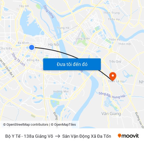 Bộ Y Tế - 138a Giảng Võ to Sân Vận Động Xã Đa Tốn map