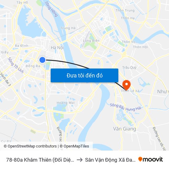 78-80a Khâm Thiên (Đối Diện 71) to Sân Vận Động Xã Đa Tốn map