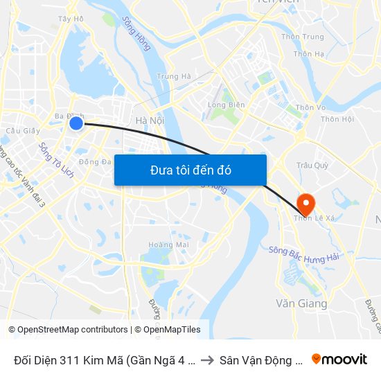 Đối Diện 311 Kim Mã (Gần Ngã 4 Kim Mã - Vạn Bảo) to Sân Vận Động Xã Đa Tốn map