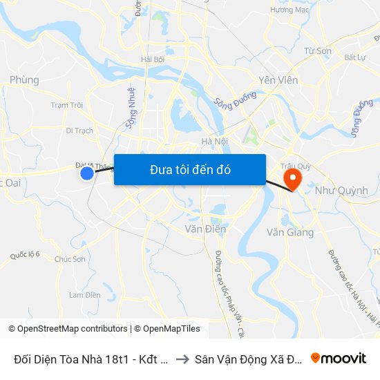 Đối Diện Tòa Nhà 18t1 - Kđt Sudico to Sân Vận Động Xã Đa Tốn map