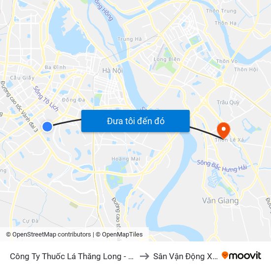 Công Ty Thuốc Lá Thăng Long - 235 Nguyễn Trãi to Sân Vận Động Xã Đa Tốn map