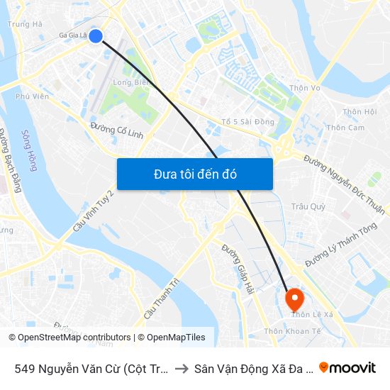 549 Nguyễn Văn Cừ (Cột Trước) to Sân Vận Động Xã Đa Tốn map