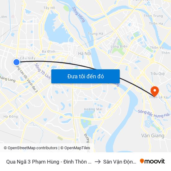 Qua Ngã 3 Phạm Hùng - Đình Thôn (Hướng Đi Phạm Văn Đồng) to Sân Vận Động Xã Đa Tốn map