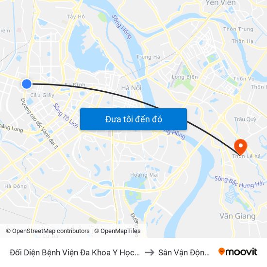Nhà Máy Nước Mai Dịch - Phạm Hùng to Sân Vận Động Xã Đa Tốn map