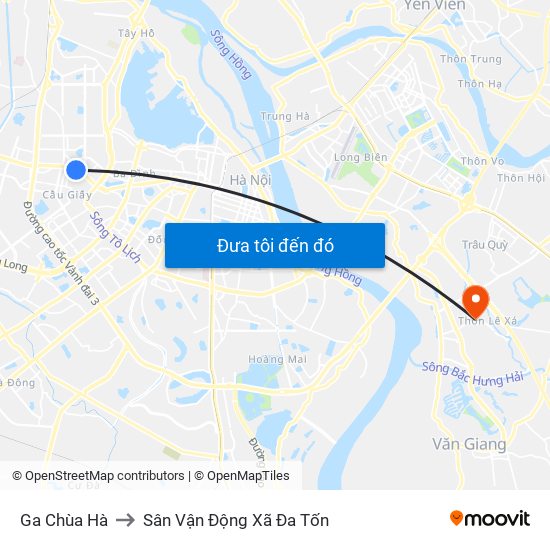 Ga Chùa Hà to Sân Vận Động Xã Đa Tốn map