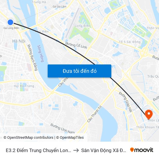E3.2 Điểm Trung Chuyển Long Biên to Sân Vận Động Xã Đa Tốn map