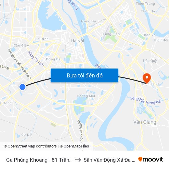 Ga Phùng Khoang - 81 Trần Phú to Sân Vận Động Xã Đa Tốn map