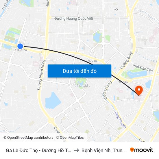 Ga Lê Đức Thọ - Đường Hồ Tùng Mậu to Bệnh Viện Nhi Trung Ương map