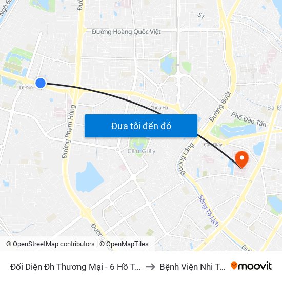 Đối Diện Đh Thương Mại - 6 Hồ Tùng Mậu (Cột Sau) to Bệnh Viện Nhi Trung Ương map