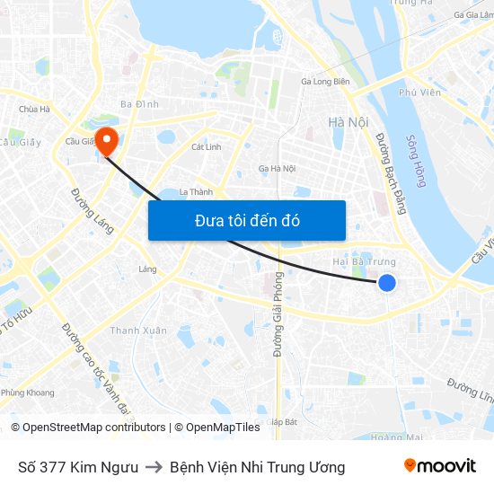 Số 377 Kim Ngưu to Bệnh Viện Nhi Trung Ương map