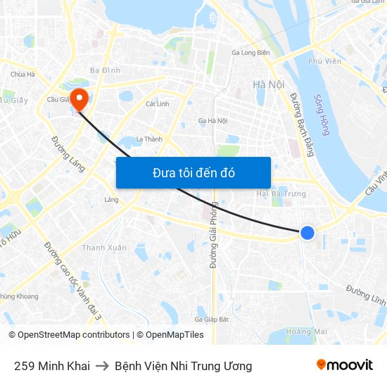 259 Minh Khai to Bệnh Viện Nhi Trung Ương map