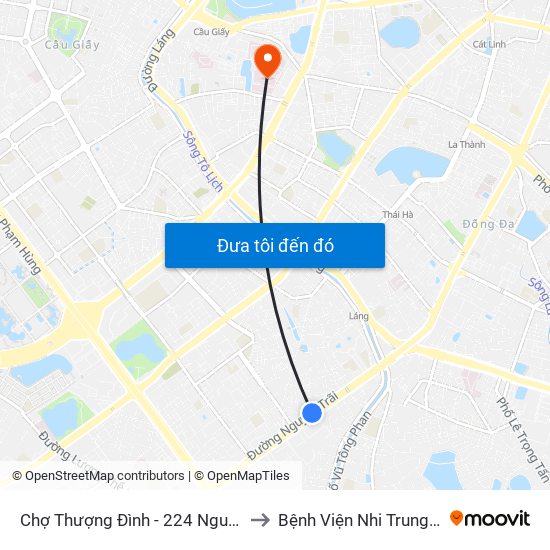 Chợ Thượng Đình - 224 Nguyễn Trãi to Bệnh Viện Nhi Trung Ương map