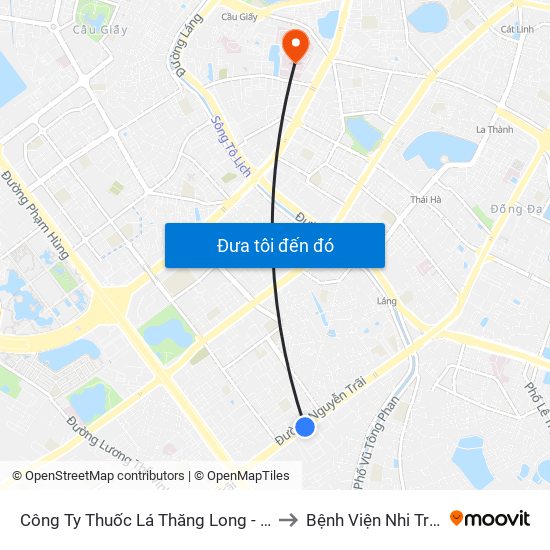 Công Ty Thuốc Lá Thăng Long - 235 Nguyễn Trãi to Bệnh Viện Nhi Trung Ương map