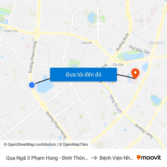 Qua Ngã 3 Phạm Hùng - Đình Thôn (Hướng Đi Phạm Văn Đồng) to Bệnh Viện Nhi Trung Ương map