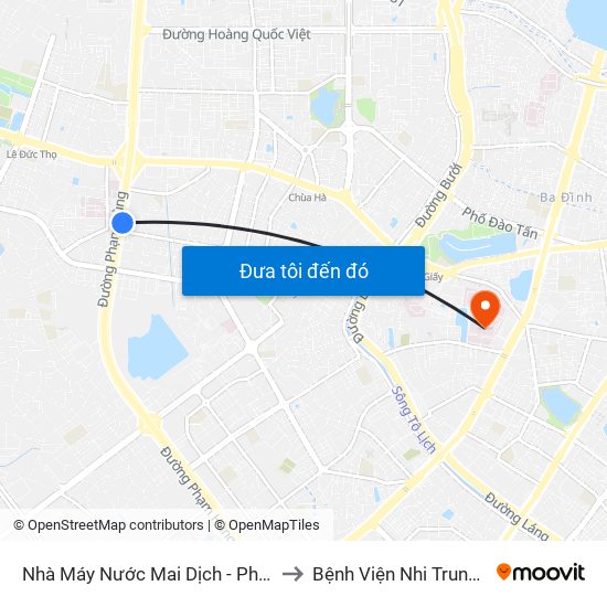 Nhà Máy Nước Mai Dịch - Phạm Hùng to Bệnh Viện Nhi Trung Ương map