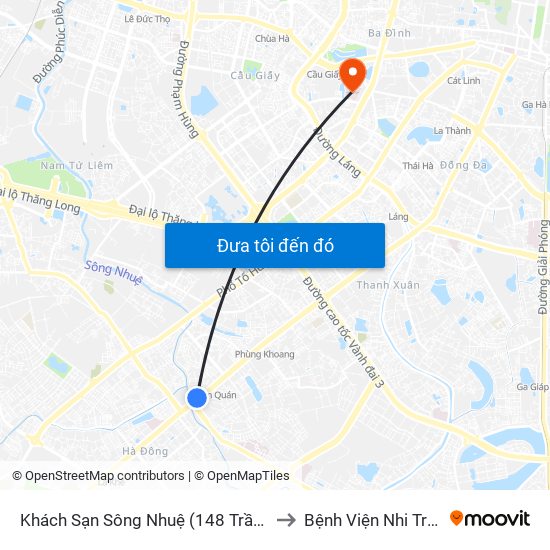 Khách Sạn Sông Nhuệ (148 Trần Phú- Hà Đông) to Bệnh Viện Nhi Trung Ương map