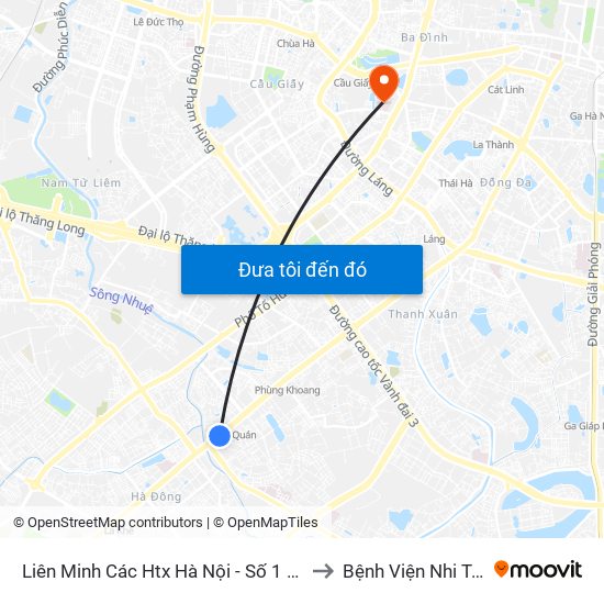 Liên Minh Các Htx Hà Nội - Số 1 Trần Phú (Hà Đông) to Bệnh Viện Nhi Trung Ương map