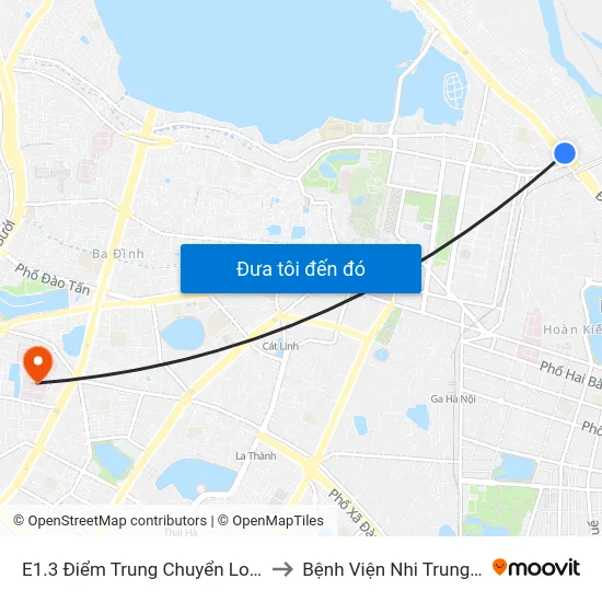 E1.3 Điểm Trung Chuyển Long Biên to Bệnh Viện Nhi Trung Ương map