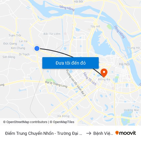 Điểm Trung Chuyển Nhổn - Trường Đại Học Công Nghiệp Hà Nội - Đường 32 to Bệnh Viện Đống Đa map